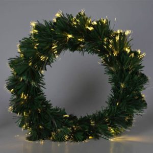 Kerstkrans met Verlichting - Fiber Optic - 50 cm - Warm Wit - op Batterijen