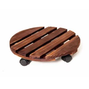 Ceruzo Plantentrolley met Wieltjes - Rond 30 cm - Hout