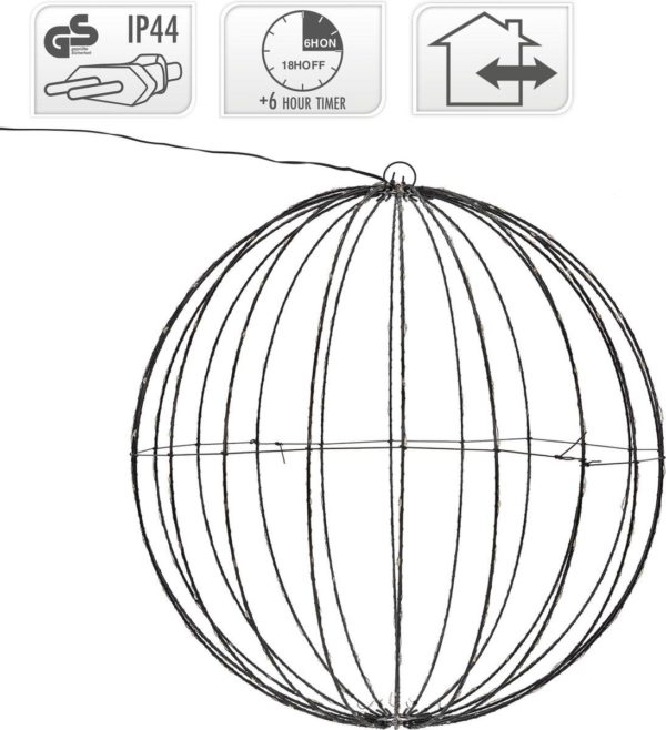 Kerstverlichting -  Lichtbol met 240 led - Metaal - 40 cm - met Timer - extra warm wit