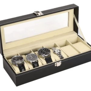 Ceruzo Horlogebox - voor 6 Horloges - Zwart