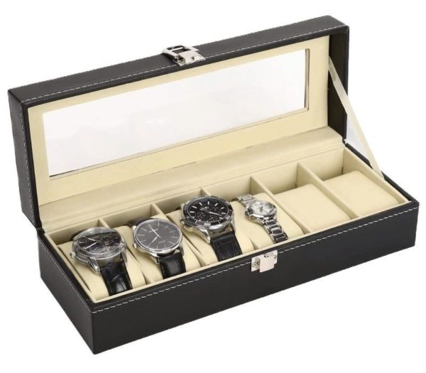 Ceruzo Horlogebox - voor 6 Horloges - Zwart