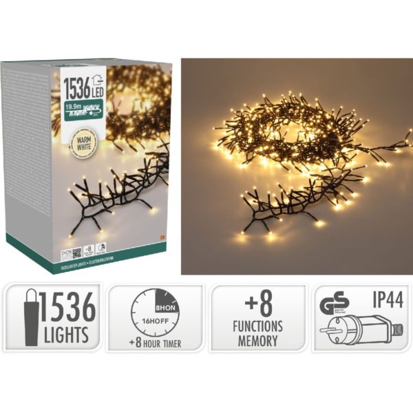 Treecluster Kerstboomverlichting - 1536led - warm wit