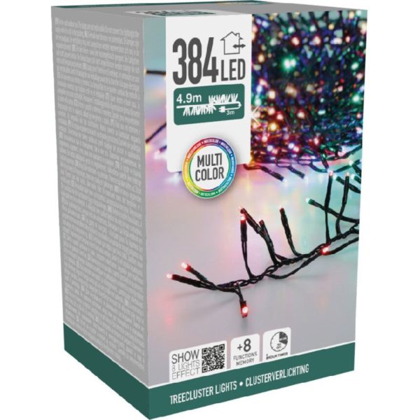 Treecluster Kerstboomverlichting - 384led - multicolor