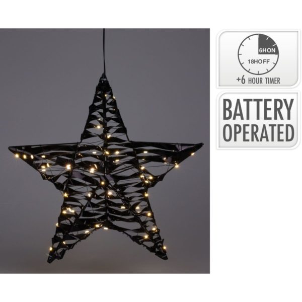 Verlichte Kerstster - Zwart - 40 cm - 60 led