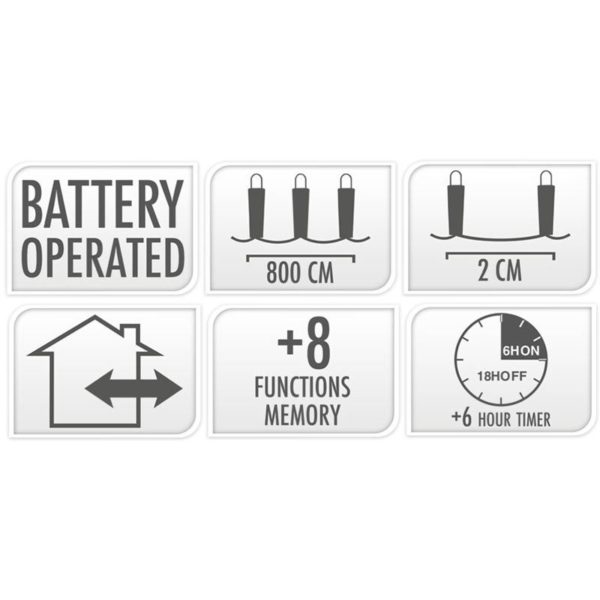 Micro Cluster 200 led - 4m - wit - Batterij - Lichtfuncties - Geheugen - Timer