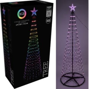 Kerstboom - Vlaggenmast - RGB Licht - 210cm - 370 LED - incl. Frame - Colour Changing