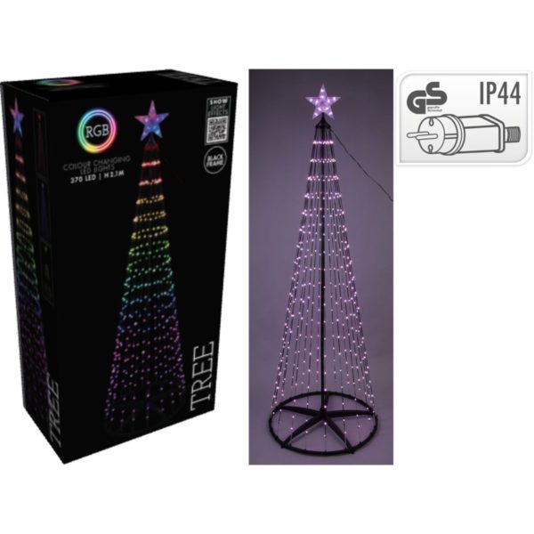 Kerstboom - Vlaggenmast - RGB Licht - 210cm - 370 LED - incl. Frame - Colour Changing - Afbeelding 2