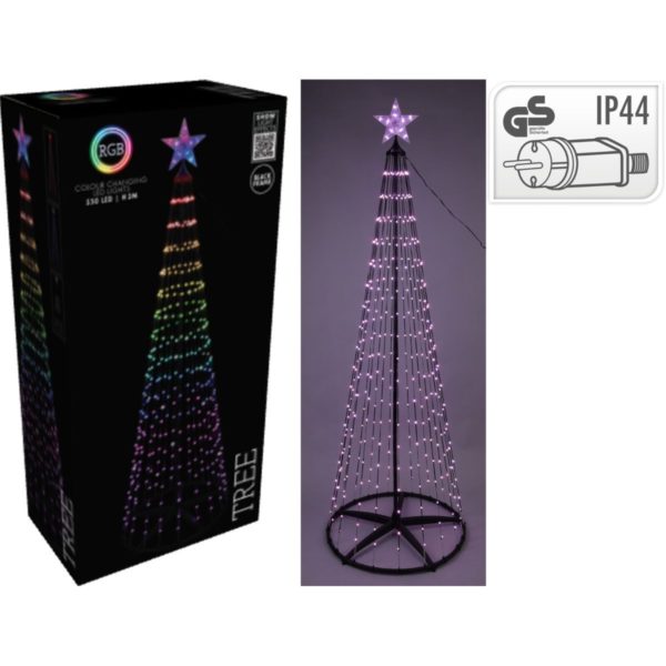 Kerstboom - Vlaggenmast - RGB Licht - 300cm - 550 LED - incl. Frame - Colour Changing