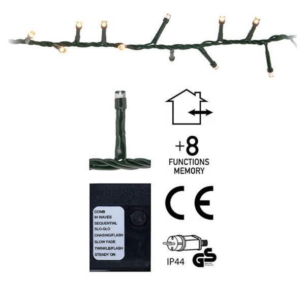 Micro Cluster 1200 LED's - 24 meter - extra warm wit - 8 functies + geheugen - Afbeelding 3