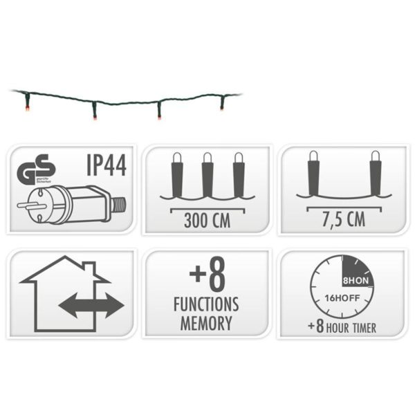 Kerstverlichting 40 led- 3m - three tone traditional - Timer - Lichtfuncties - Geheugen - Buiten - Afbeelding 3