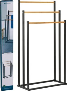 Handdoekrek Metaal/Bamboe - 45x23x85 cm