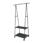 Kledingrek met Leggers - metaal - Verrijdbaar - zwart - 85x42x160 cm