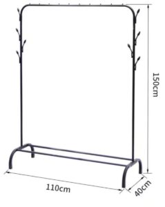 Garderoberek - 110x40x150 cm - Metaal - Zwart