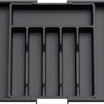 Verstelbare Bestekbak - Uitschuifbaar naar 8 Vaks - 33-57 x 38 x 5.5 cm - Zwart