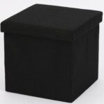 Ceruzo Poef - Zwart - 38x38x38 cm - Opvouwbaar - Hocker met Opbergruimte