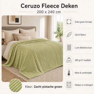 Ceruzo Fleece deken - 200x240 cm - groen
