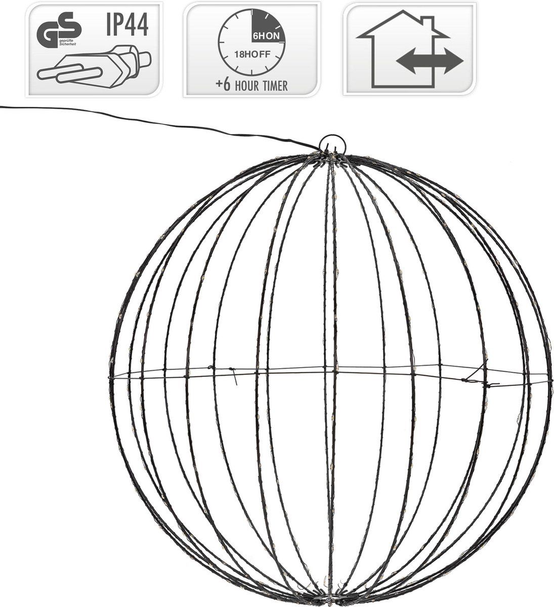 Ceruzo Lichtbol 320 led - Metaal - 50 cm - Kerstverlichting - met Timer - extra warm wit - Afbeelding 4