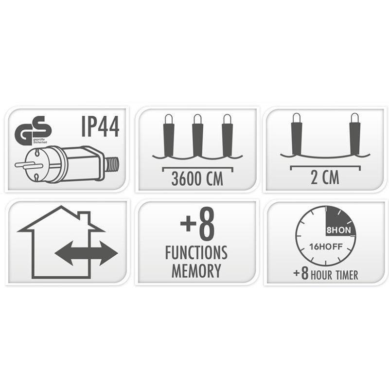 Microcluster - 1800 led - 36m - extra warm wit - Timer - Lichtfuncties - Geheugen - Buiten - Afbeelding 3
