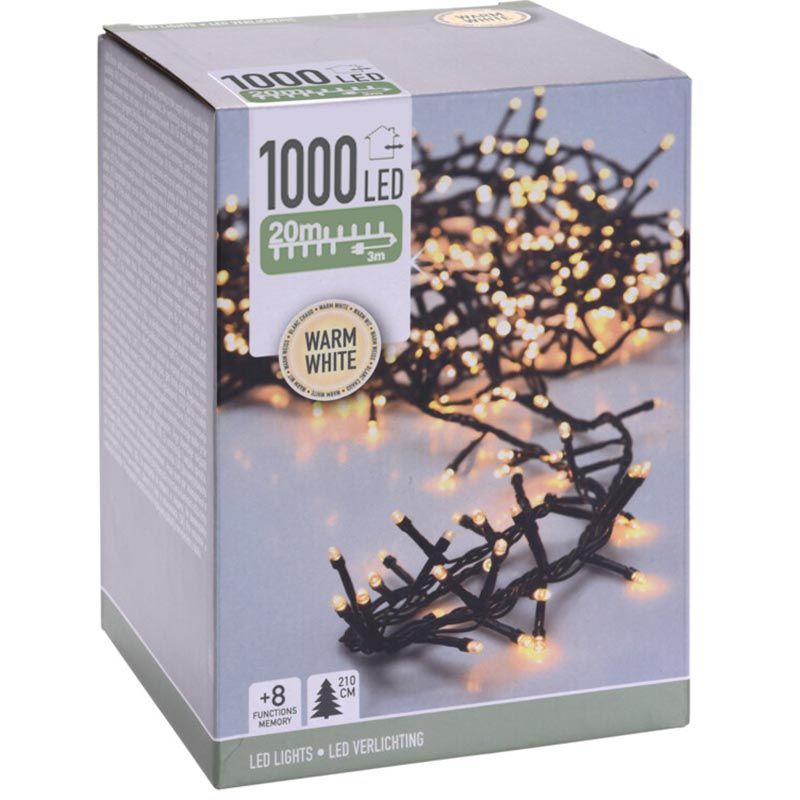 Microcluster - 1000 led - 20m - warm wit - Timer - Lichtfuncties - Geheugen - Buiten - Afbeelding 3