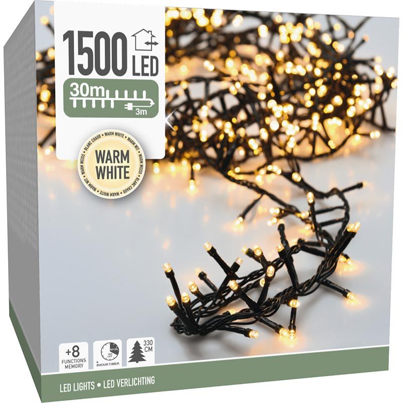 Microcluster - 1500 led - 30m - warm wit - Timer - Lichtfuncties - Geheugen - Buiten - Afbeelding 3