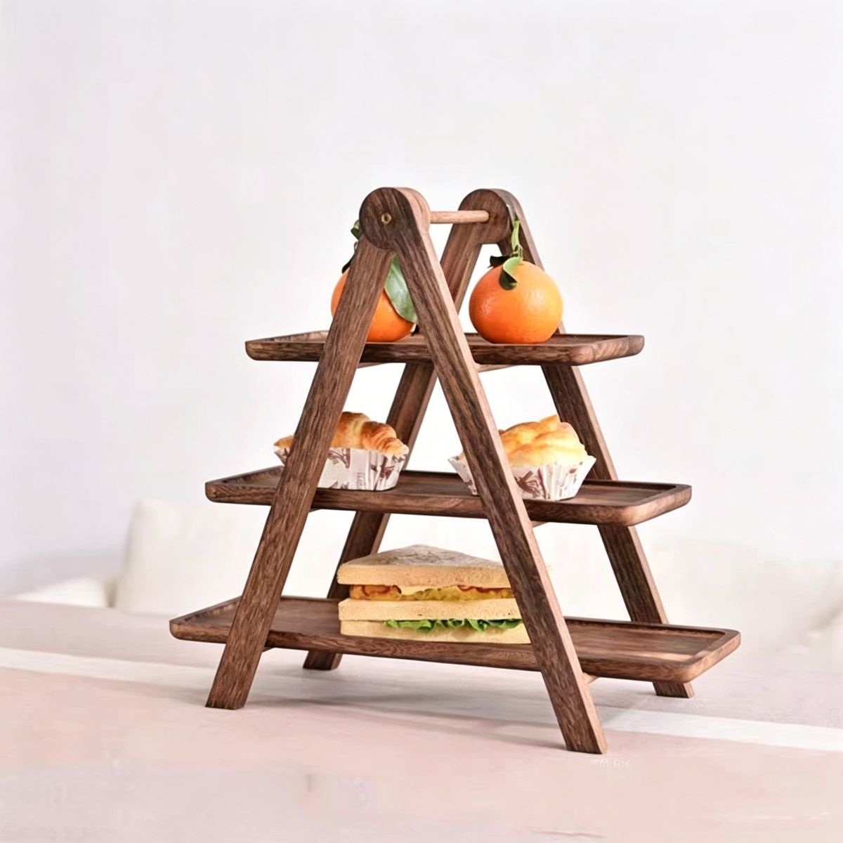 Ceruzo Serveerrek Hout - 3 Laags - 40 cm - Afbeelding 3