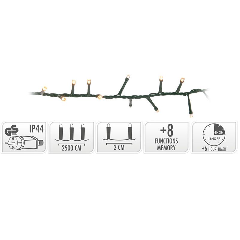 Micro Cluster met Haspel - 1250 LED - 25 meter - met timer - extra warm wit - Afbeelding 2